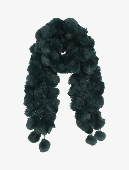 Echarpe en pompons en fausse fourrure - Vert sapin - 1