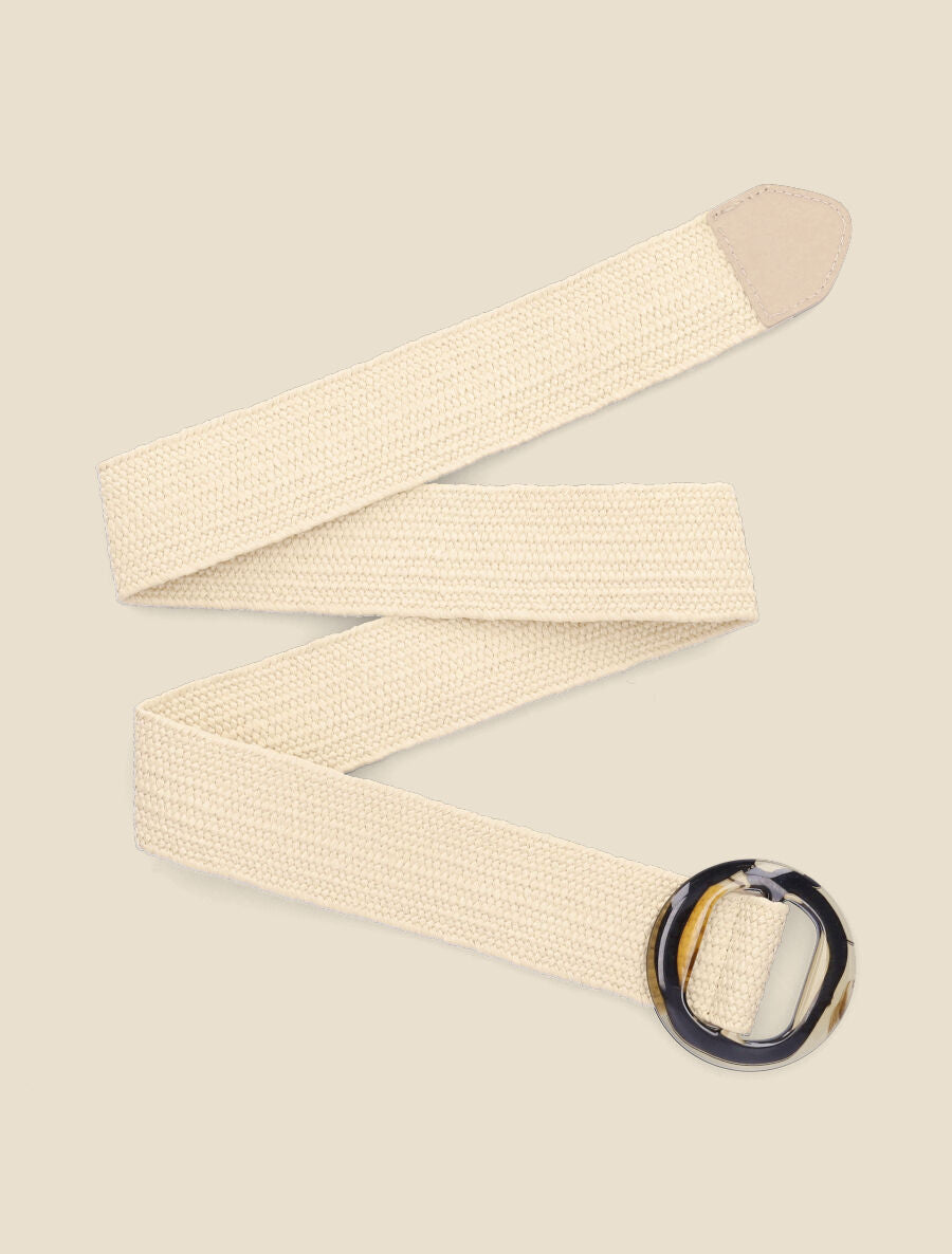Ceinture style raphia à boucle imprimée - Beige - 2