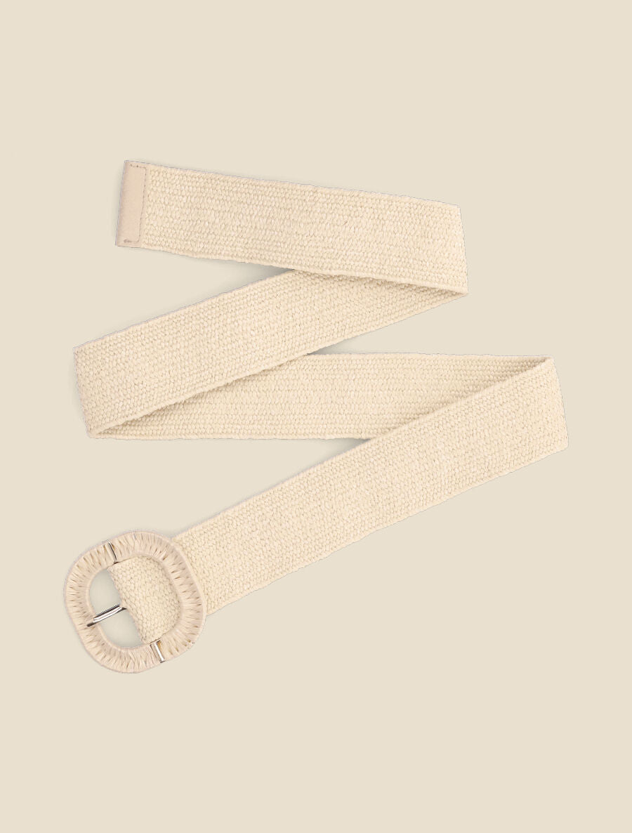 Ceinture style raphia à boucle à ardillon - Beige - 2