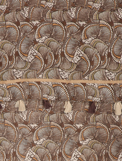 Foulard à imprimé éventails et bords à pompons - Taupe - 2