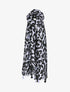 Foulard à imprimé léopard et bords à pompons - Gris clair - 1