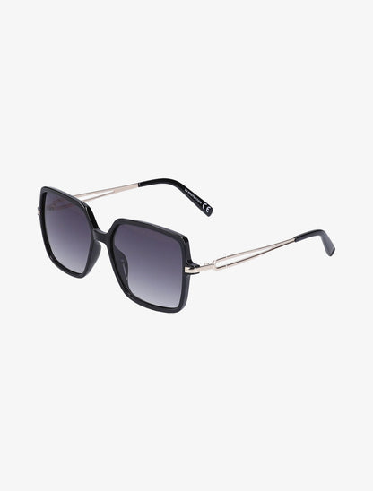 Lunettes carrées à branches stylisées - Noir - 2