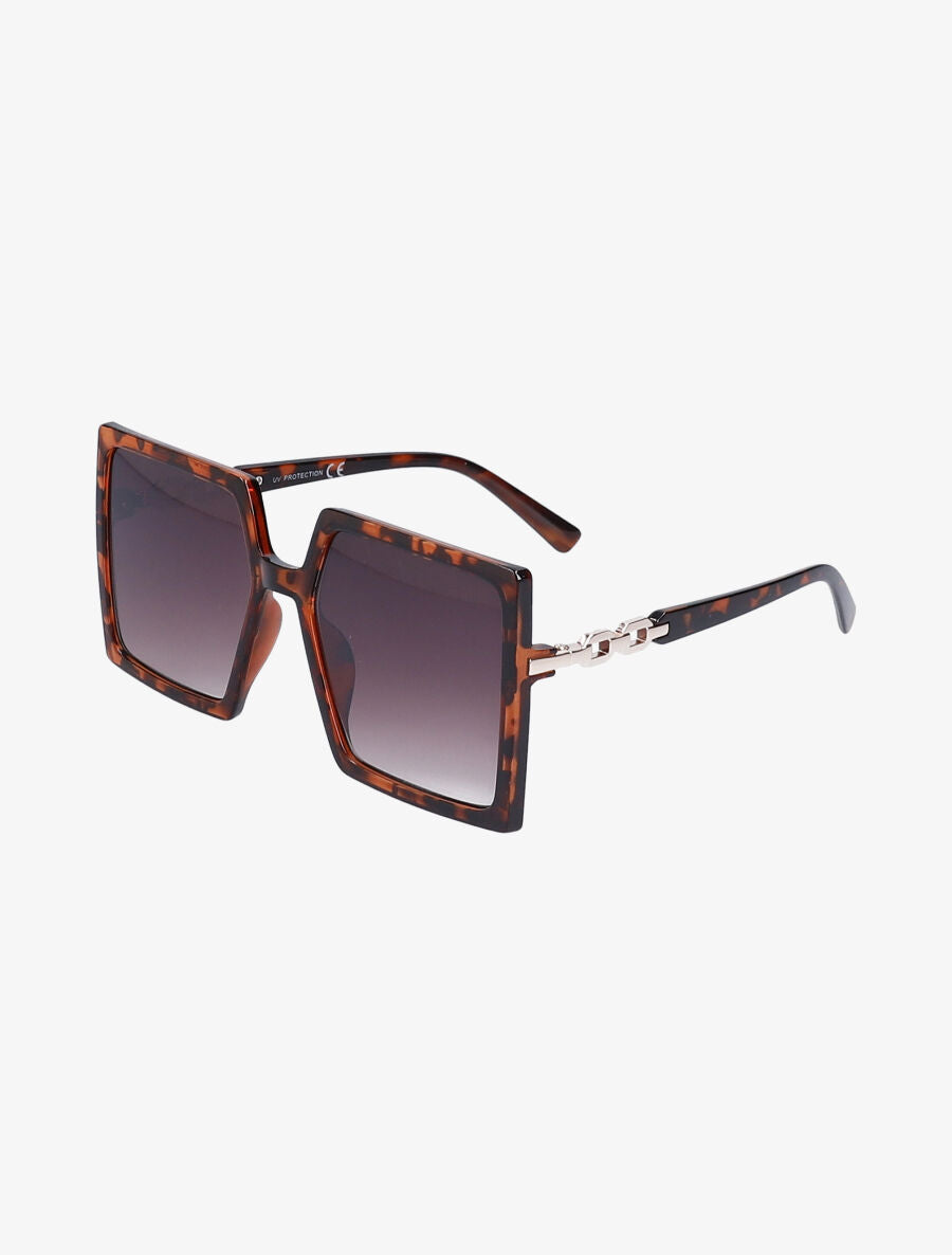 Lunettes carrées oversize à détail métallique - Léopard - 1
