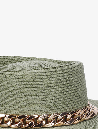 Canotier à galon en chaîne - Vert olive - 2