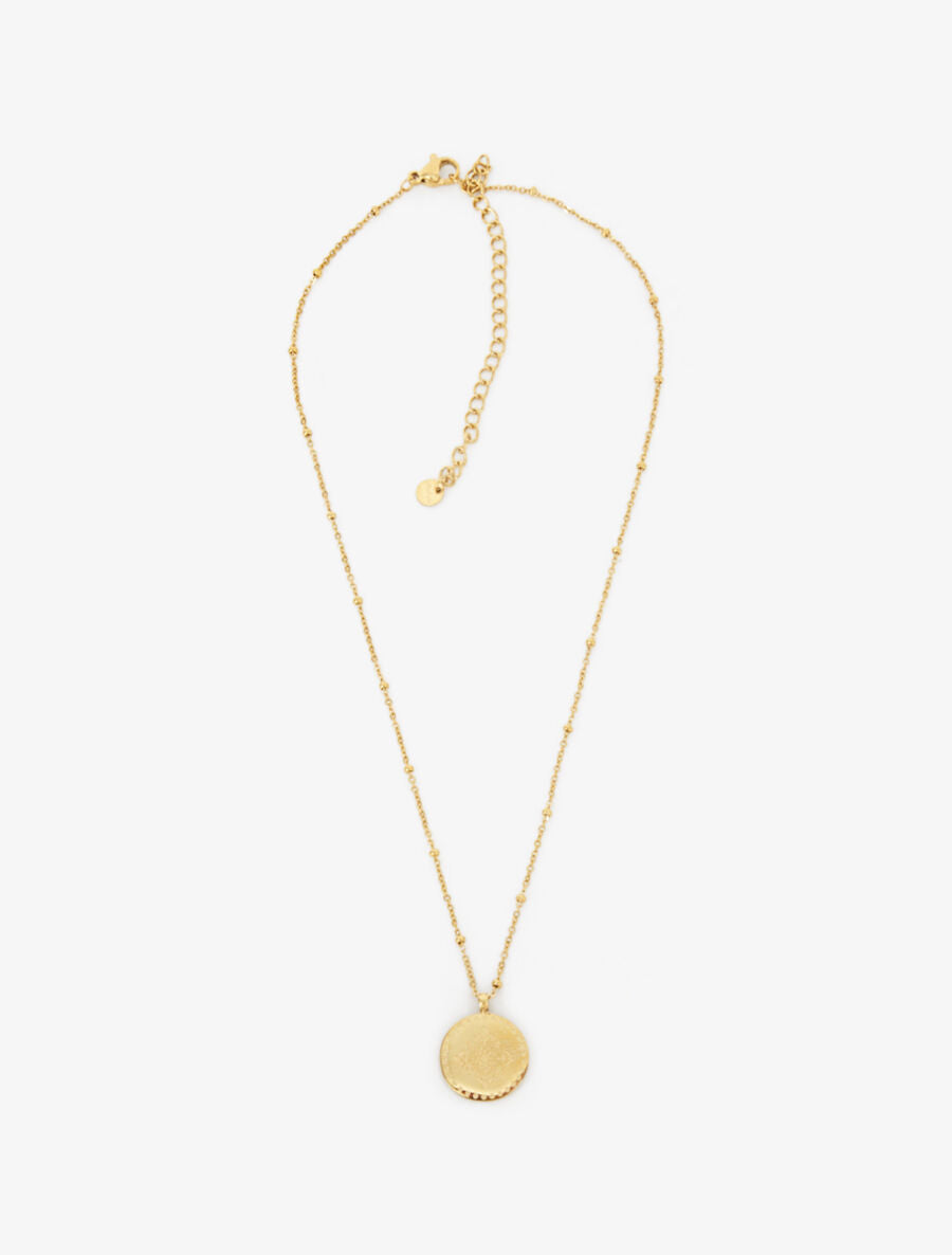 Collier à pendentif rond motif rosace - Or - 2