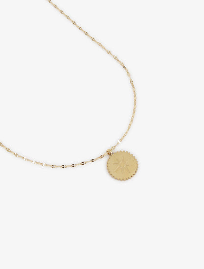 Collier à pendentif rond motif soleil - Or - 2