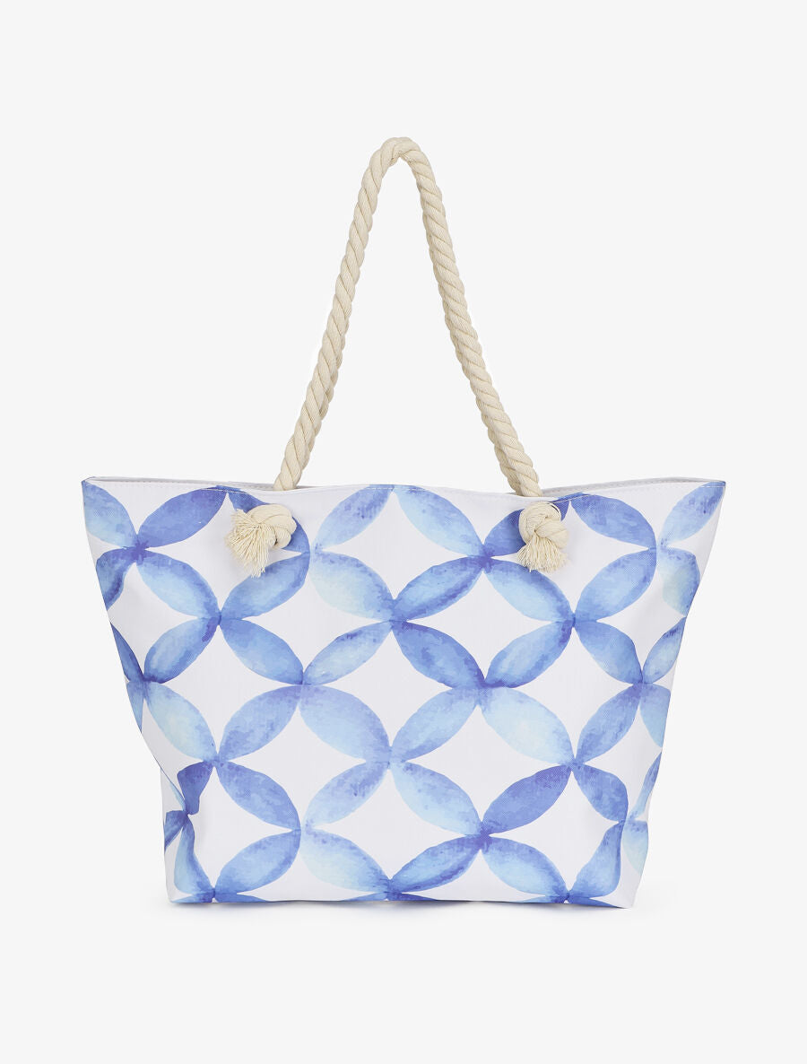 Sac de plage imprimé céramique - Bleu - 1
