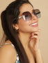 Lunettes de soleil rondes oversize - Bleu/argent - 1