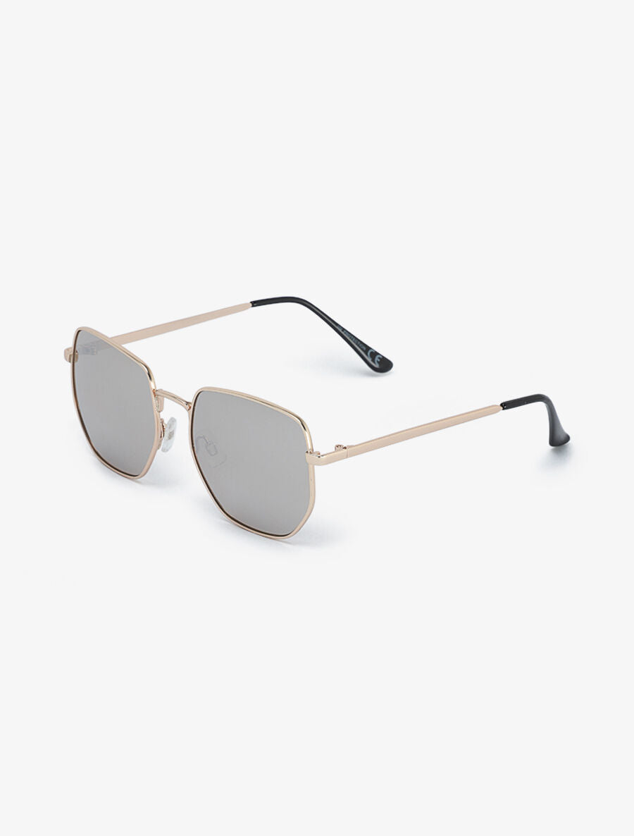 Lunettes de soleil hexagonales arrondis - Doré - 2