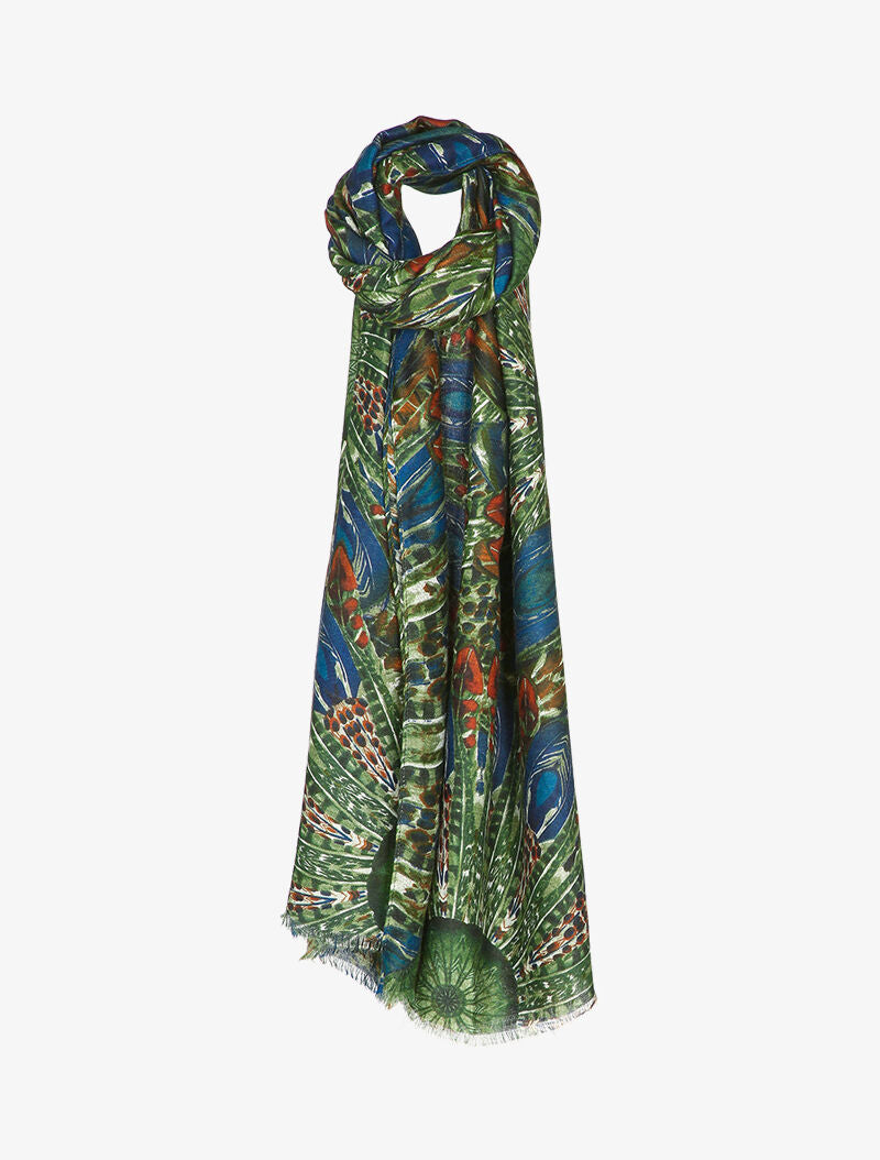 Foulard à imprimé plumes stylisées - Vert - 3