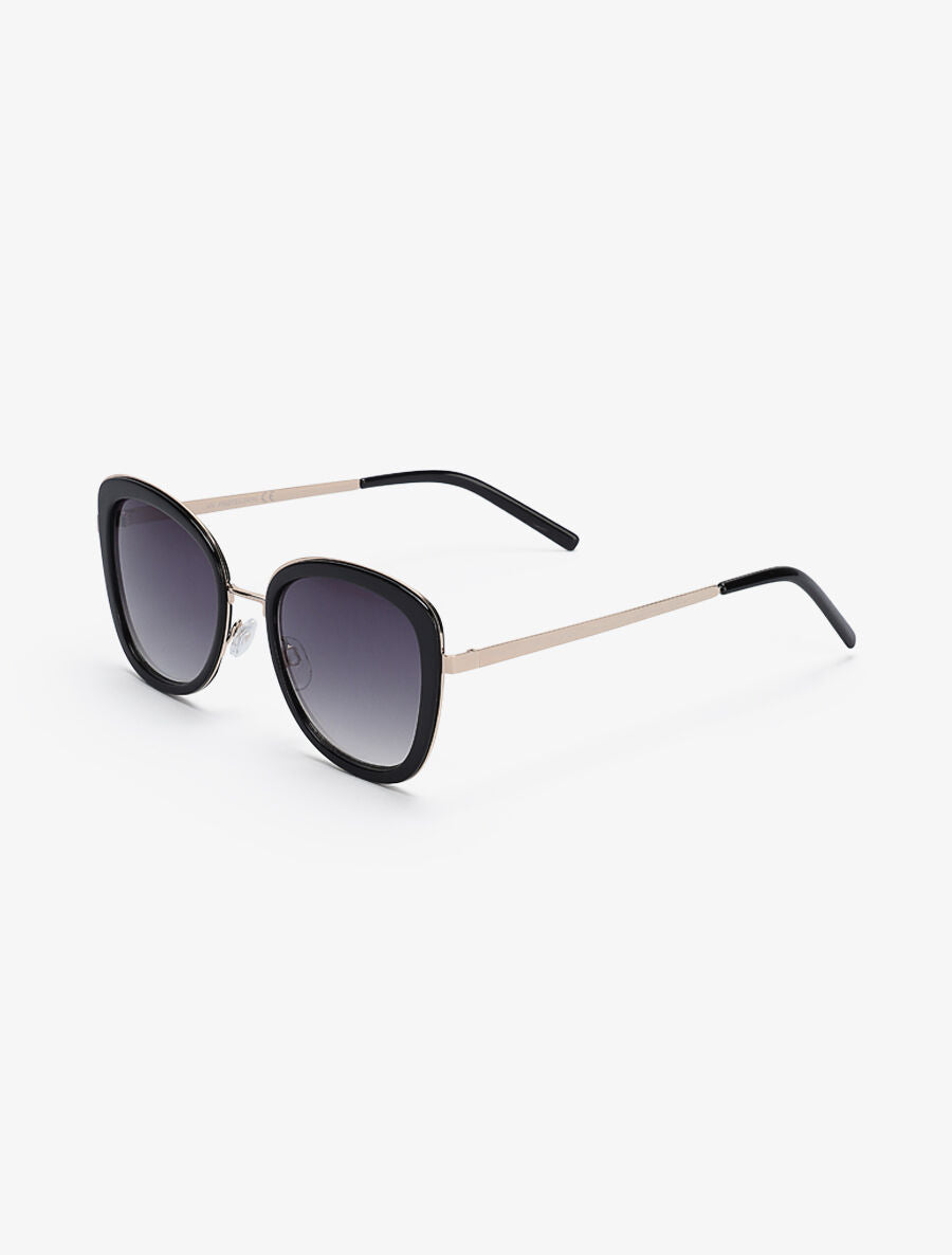 Lunettes de soleil cat eye arrondis - Noir - 1