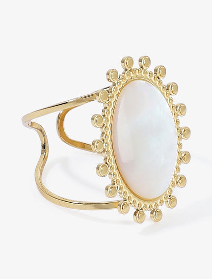 Bague pierre ovale nacrée - Or - 1