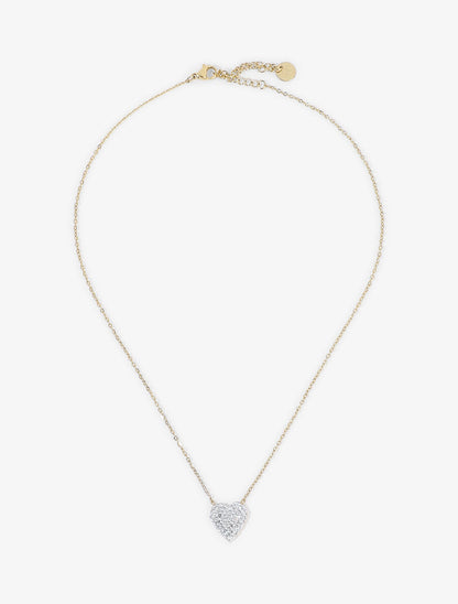 Collier à pendentif coeur orné de zircons - Or - 1