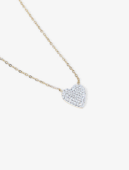Collier à pendentif coeur orné de zircons - Or - 2