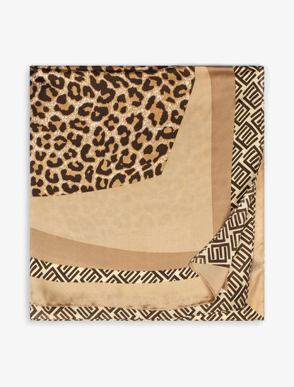Foulard à imprimé léopard - Beige - 2