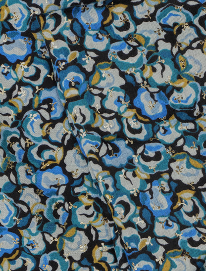 Echarpe à imprimé fleuri à détail irisé - Marine - 3