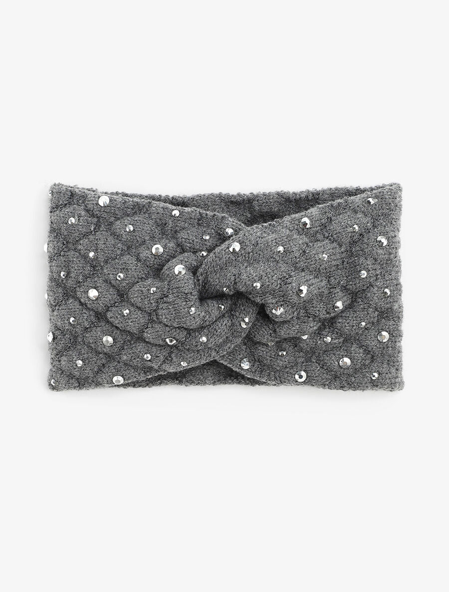 Bandeau en maille à strass - Gris - 1