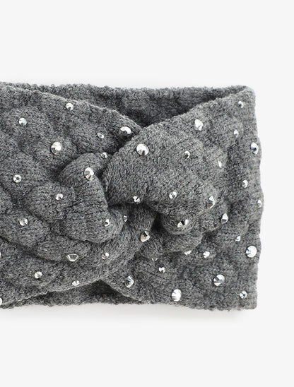 Bandeau en maille à strass - Gris - 3