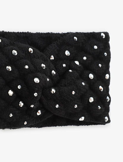 Bandeau en maille à strass - Noir - 3