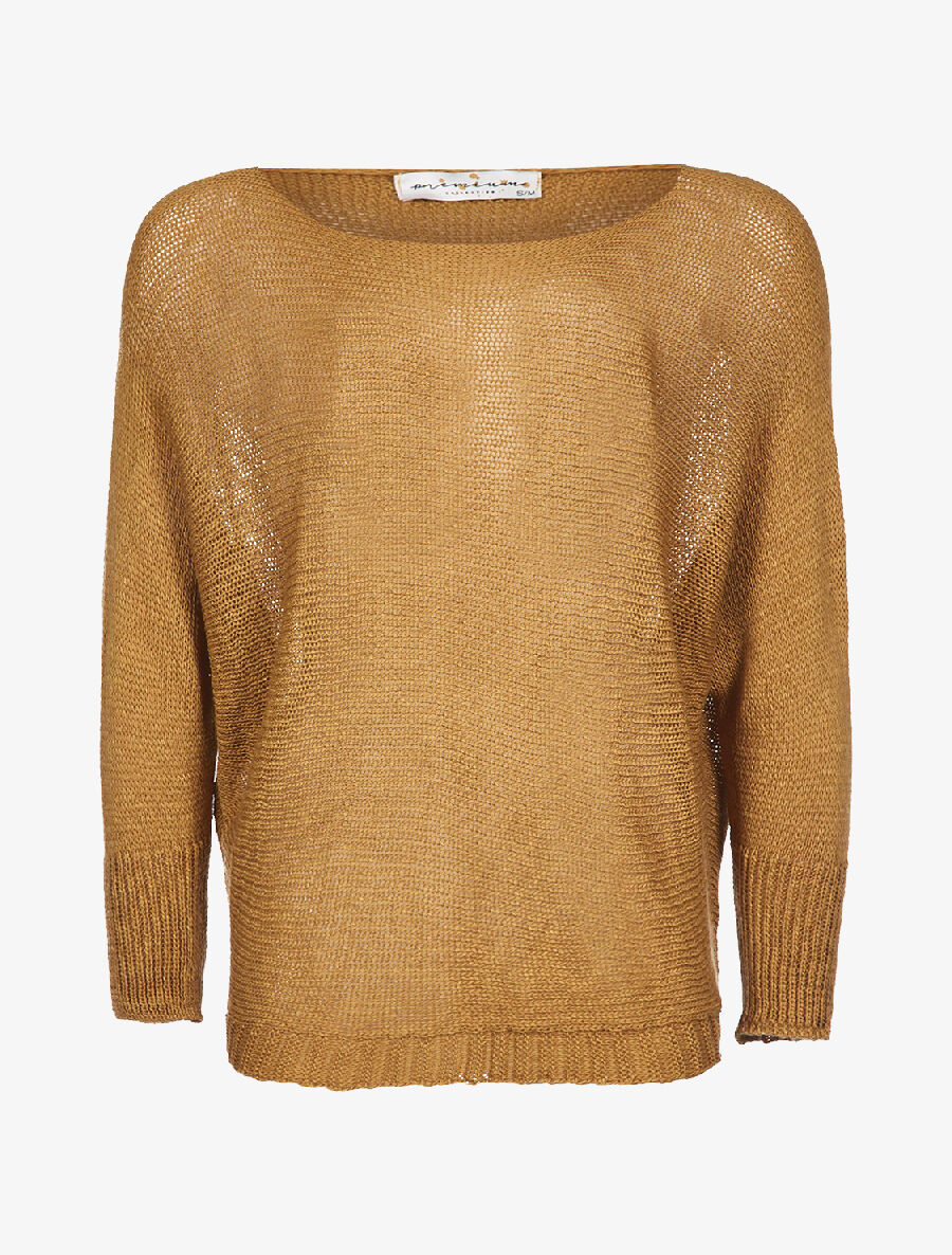 Pull ample grosse maille - moutarde - 4