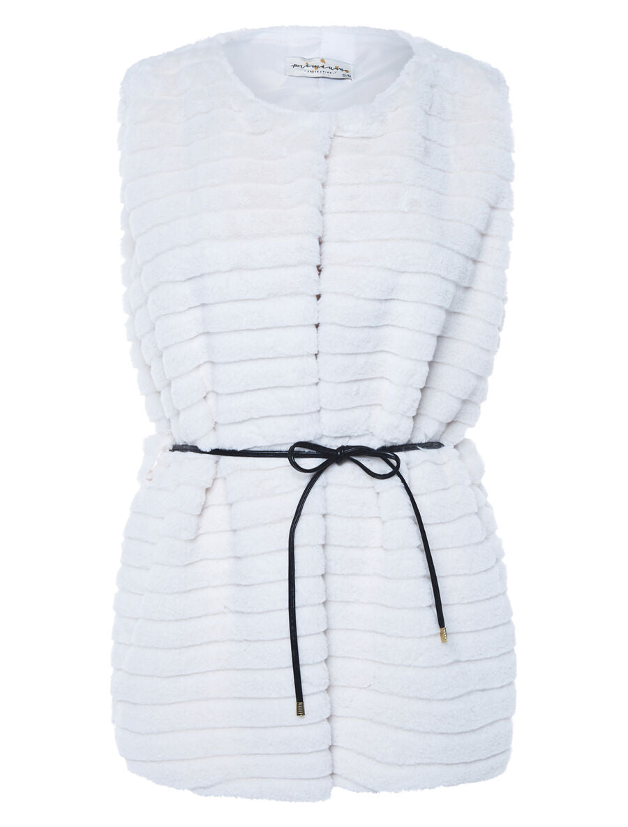 Gilet fausse fourrure sans manche - Blanc - 1