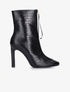 Bottines effet croco à talon haut - Noir - 1