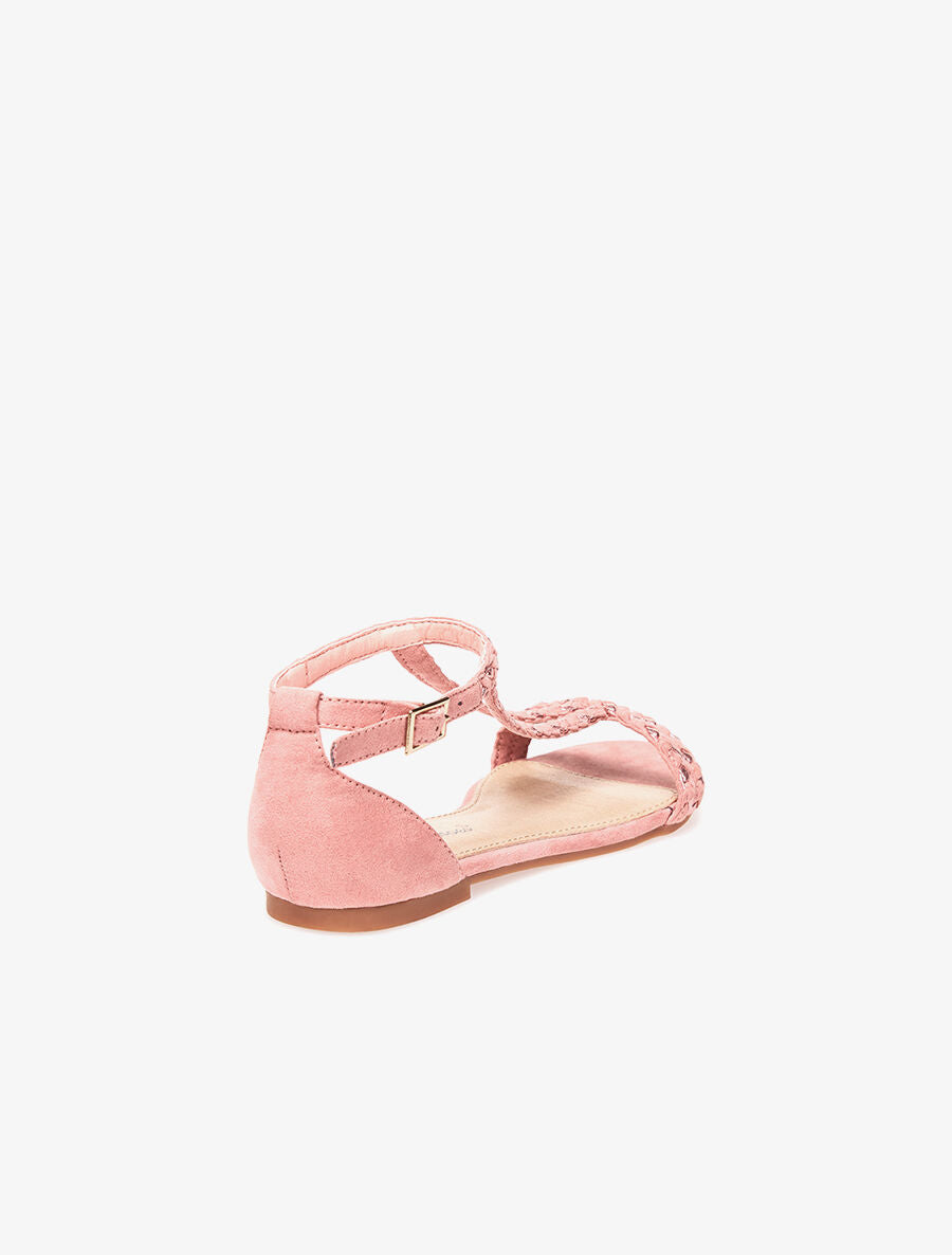 Nu-pieds double lanières tressées - rose - 4