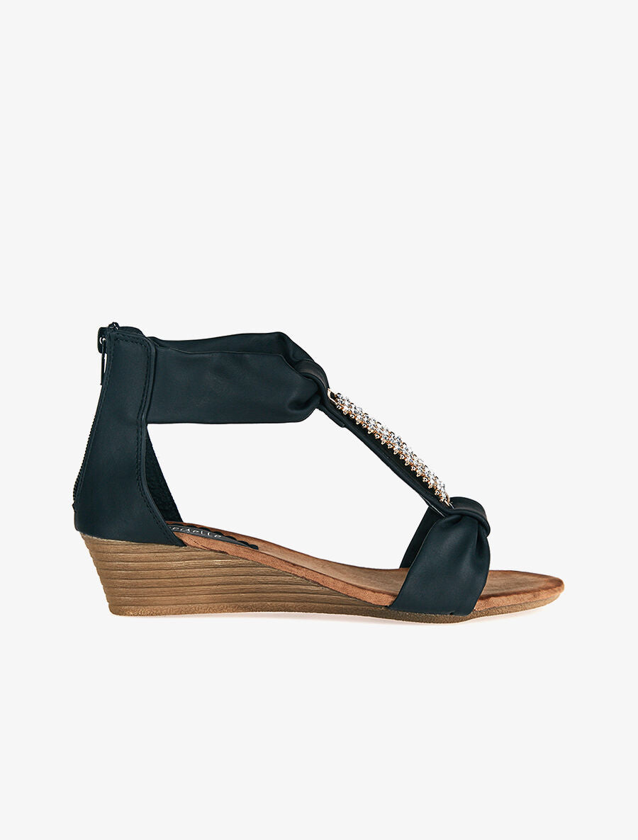 Nu-pieds bijoux strassées - noir - 1