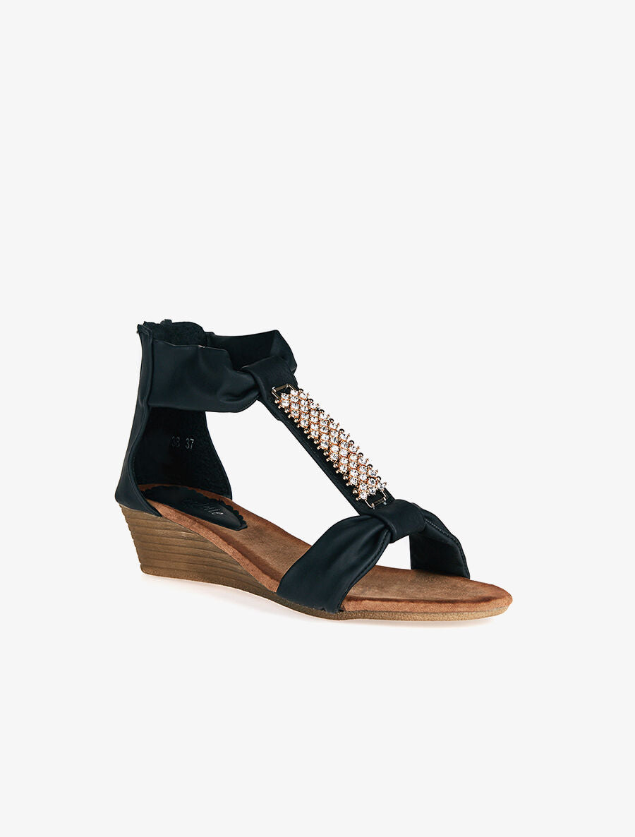 Nu-pieds bijoux strassées - noir - 2