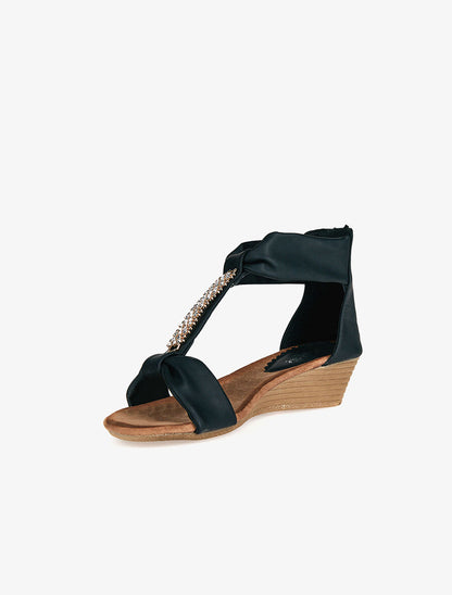 Nu-pieds bijoux strassées - noir - 3
