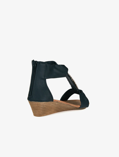 Nu-pieds bijoux strassées - noir - 4