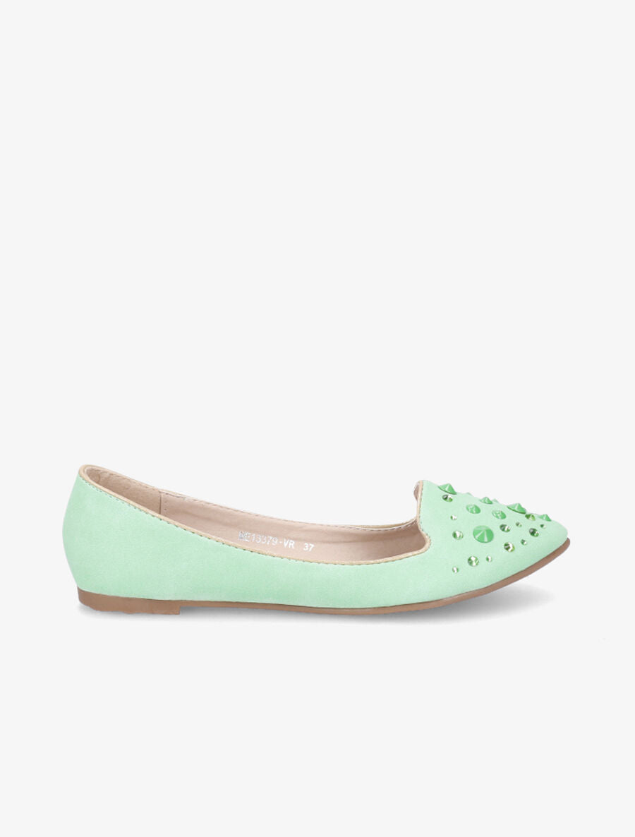 Ballerines en suédine à strass - Vert d&