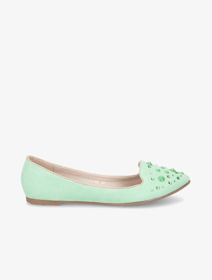 Ballerines en suédine à strass - Vert d&