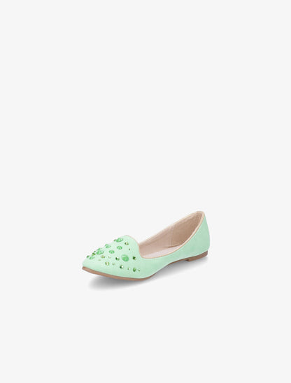 Ballerines en suédine à strass - Vert d&