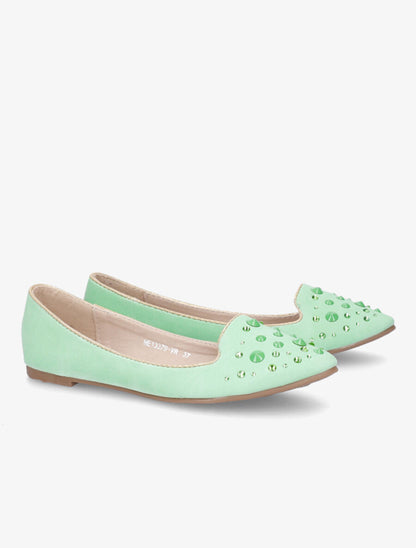 Ballerines en suédine à strass - Vert d&