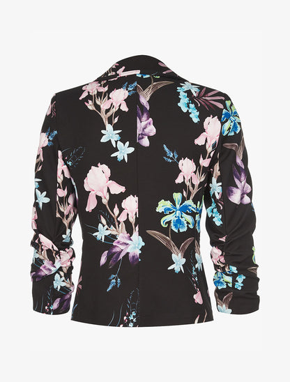 Veste imprimée à manches froissées - noir - 2