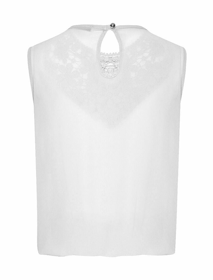 Top voile plastron dentelle - Blanc - 2