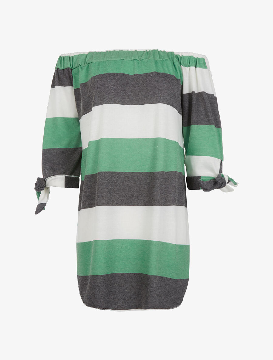 Top tricolore épaules nu - vert - 1