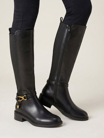 Bottes cavalières à talon bloc - Noir