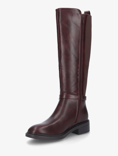 Bottes style cavalière à boucle fantaisie - Lie de vin - 3