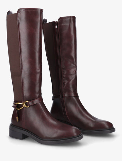 Bottes style cavalière à boucle fantaisie - Lie de vin - 4