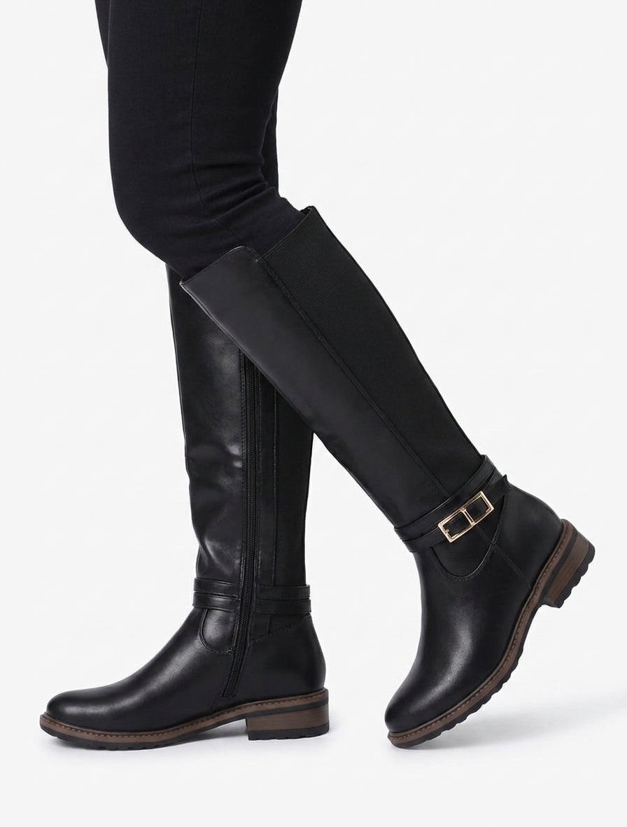 Bottes talon bloc élastiquées - Noir