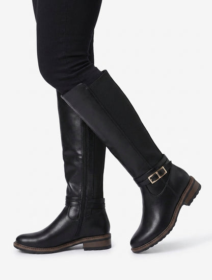 Bottes talon bloc élastiquées - Noir