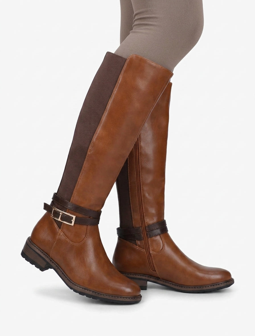 Bottes talon bloc élastiquées - Camel