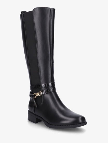 Bottes élastiquées à contrefort en croco - Noir - 2