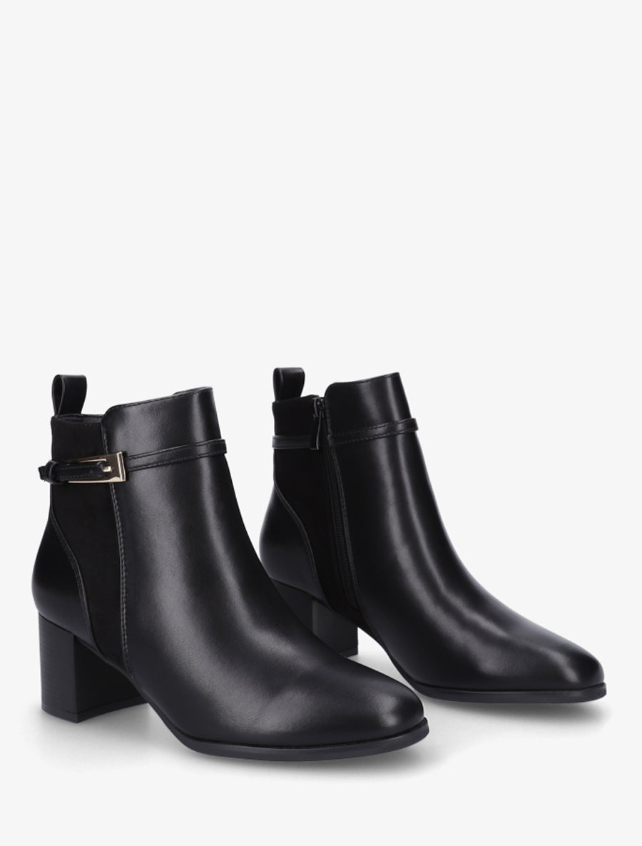 Bottines bimatière avec sangles - Noir - 4