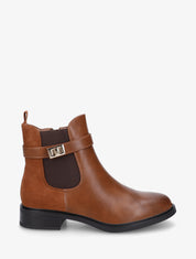 Bottines unies à contrefort en suédine - Camel - 1