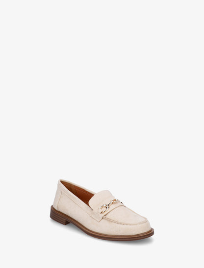 Mocassins en suédine à bijou fantaisie en métal - Beige - 2