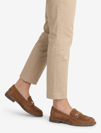 Mocassins suédine bijou métallique - Camel