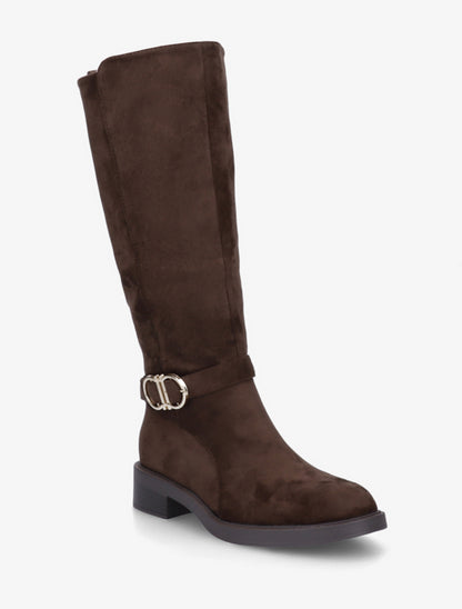 Bottes en suédine à boucle et bouts ronds - Chocolat - 2
